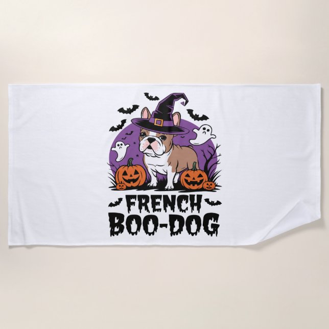 Französischer Boodof - der Spookiest Pup Strandtuch (Vorderseite)