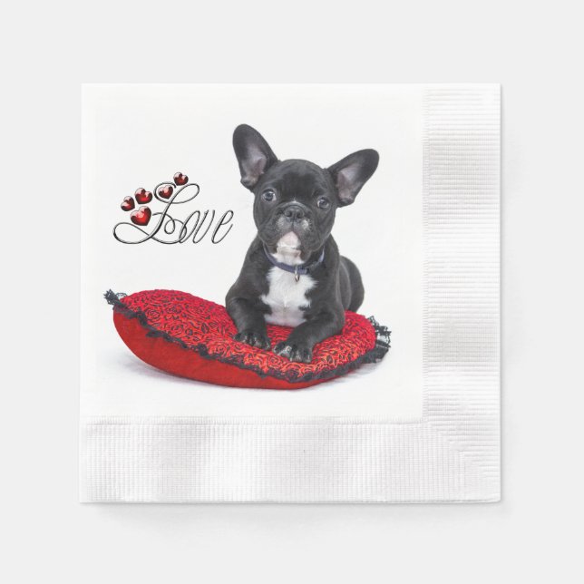 Französischer Bull Dog - Französische Liebe Serviette (Vorderseite)