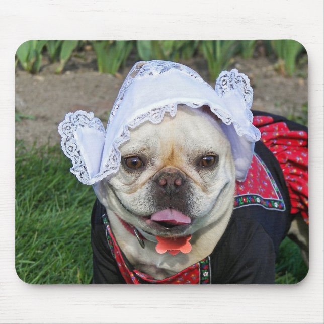 Französischer Bull-Hund mit Lace Hat Mousepad (Vorne)