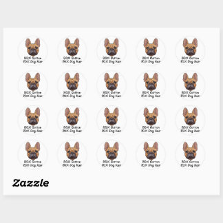 Französischer Bulldog 80% Baumwolle 20% Hundehaar  Runder Aufkleber