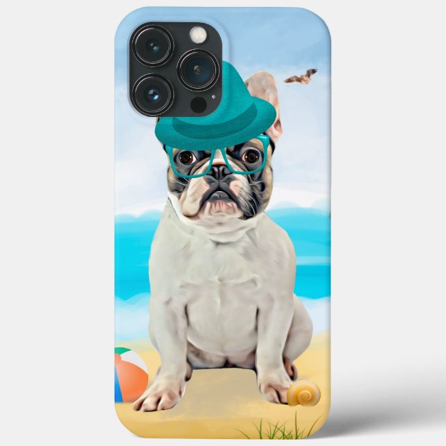 Französischer Bulldog am Strand Case-Mate iPhone Hülle (Rückseite)