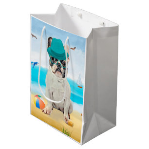Französischer Bulldog am Strand Mittlere Geschenktüte
