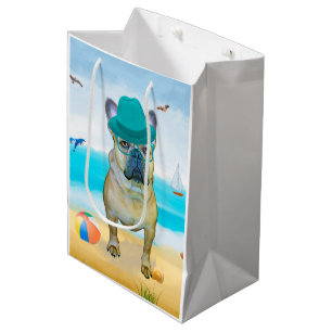 Französischer Bulldog am Strand Mittlere Geschenktüte