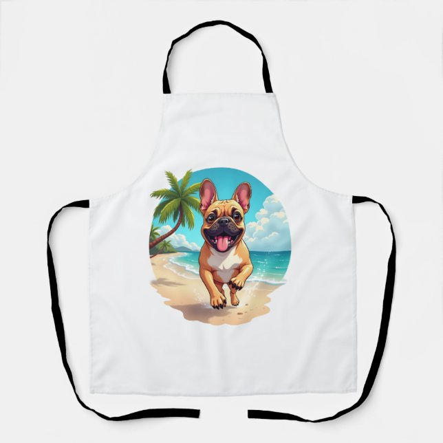 Französischer Bulldog am Strand Schürze (Vorderseite)