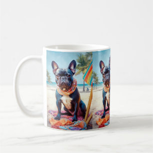 Französischer Bulldog am Strand, Sommergeschenk fü Kaffeetasse