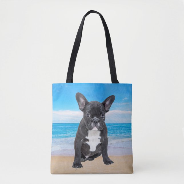 Französischer Bulldog am Strand Tasche (Vorderseite)