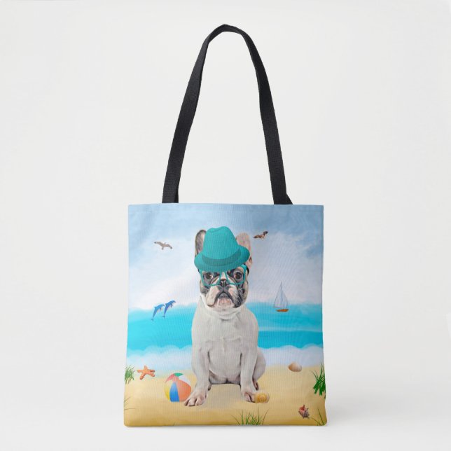 Französischer Bulldog am Strand Tasche (Vorderseite)
