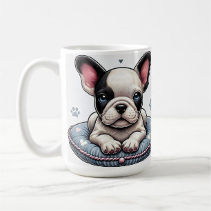 Französischer Bulldog auf einem hochgeachteten Kis Kaffeetasse