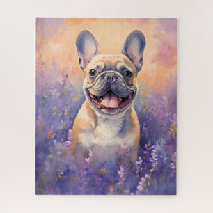 Französischer Bulldog auf Lavendelplatz