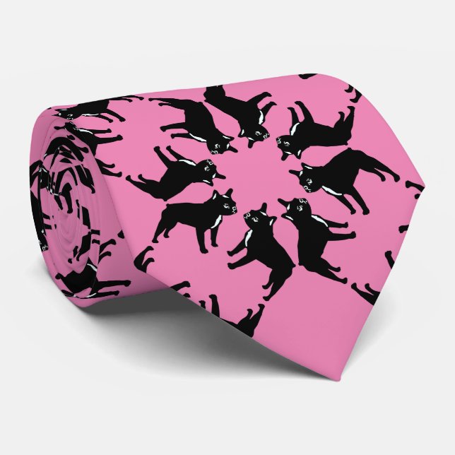 Französischer Bulldog auf rosa Krawatte (Gerollt)