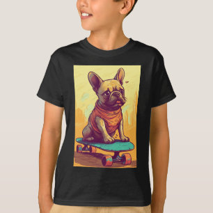 Französischer Bulldog auf Skateboard T-Shirt