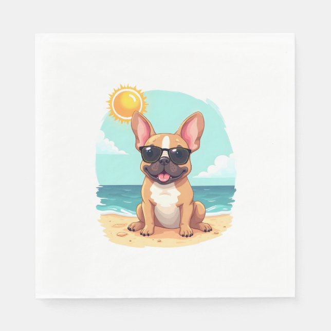Französischer Bulldog auf Urlaub Serviette (Vorderseite)