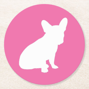 Französischer Bulldog Babydusche Frenchie Pink Runder Pappuntersetzer