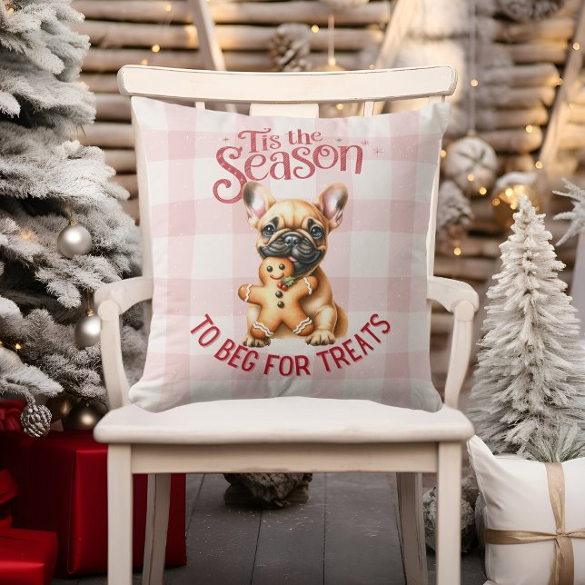Französischer Bulldog Beging für Leckereien Weihna Kissen (Von Creator hochgeladen)