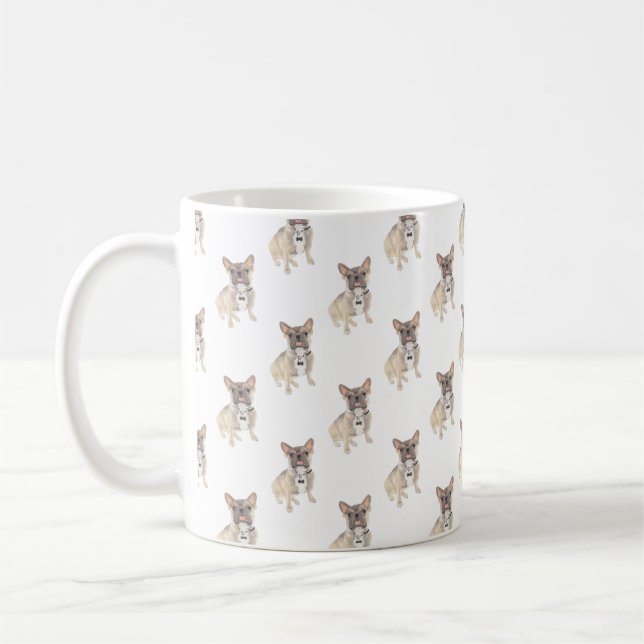 Französischer Bulldog (Blue Fawn Tricolor) Kaffeetasse (Links)
