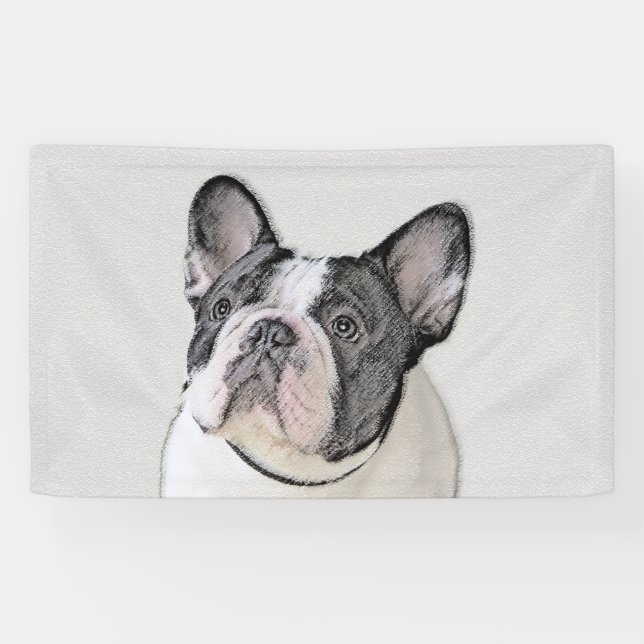 Französischer Bulldog (Brindle Pied) Malerei - Hun Banner (Horizontal)