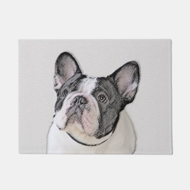 Französischer Bulldog (Brindle Pied) Malerei - Hun Fußmatte (Vorderseite)
