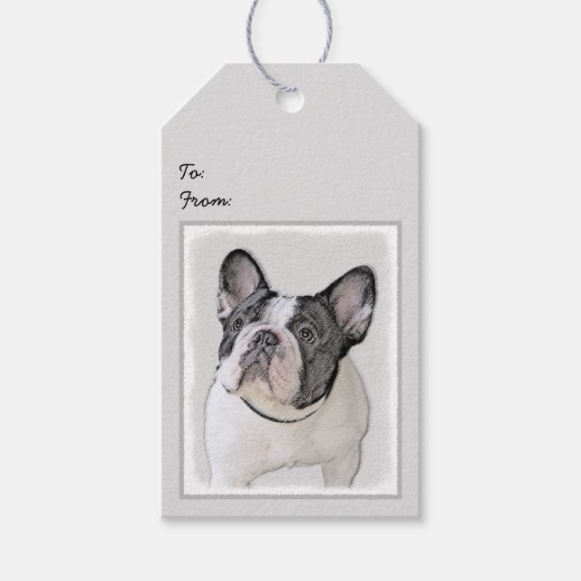 Französischer Bulldog (Brindle Pied) Malerei - Hun Geschenkanhänger (Vorderseite)