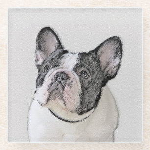 Französischer Bulldog (Brindle Pied) Malerei - Hun Glasuntersetzer
