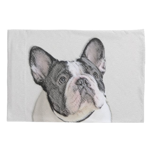 Französischer Bulldog (Brindle Pied) Malerei - Hun Kissenbezug (Rückseite)