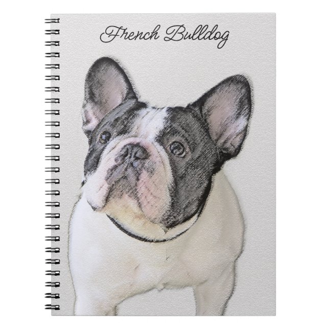 Französischer Bulldog (Brindle Pied) Malerei - Hun Notizblock (Vorderseite)