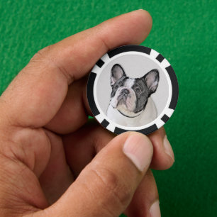 Französischer Bulldog (Brindle Pied) Malerei - Hun Pokerchips