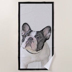 Französischer Bulldog (Brindle Pied) Malerei - Hun Strandtuch