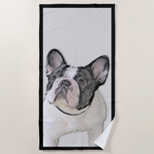 Französischer Bulldog (Brindle Pied) Malerei - Hun Strandtuch (Vorderseite)