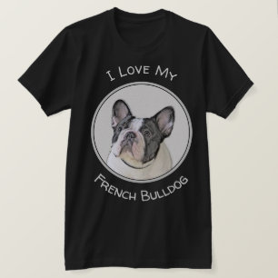 Französischer Bulldog (Brindle Pied) Malerei - Hun T-Shirt