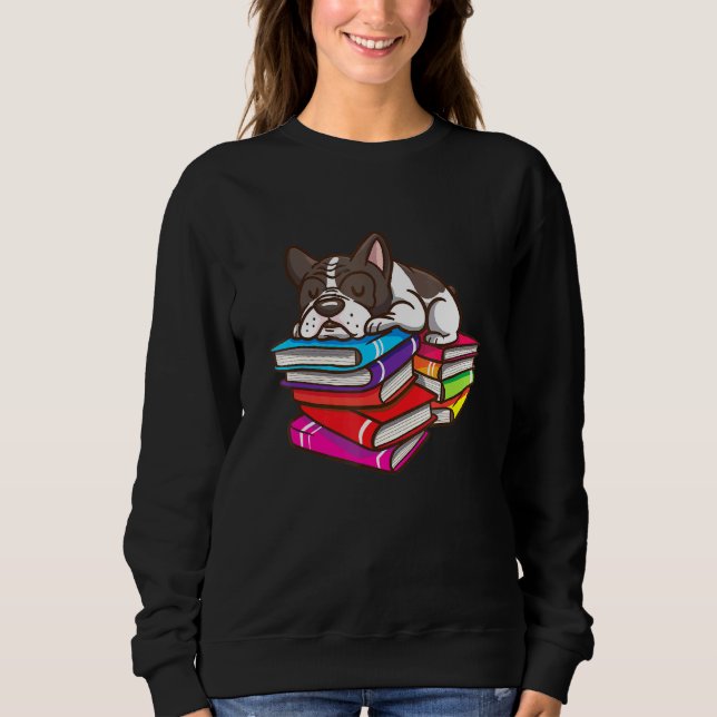 Französischer Bulldog-Buch-Leser Sweatshirt (Vorderseite)