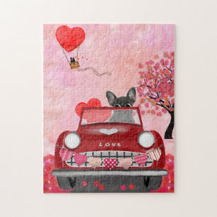 Französischer Bulldog Car mit Herz Valentins