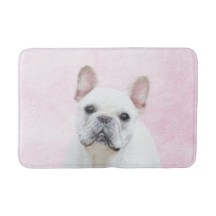 Französischer Bulldog (Cream/White) Malerei - Hun Badematte