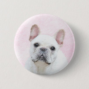 Französischer Bulldog (Cream/White) Malerei - Hun Button