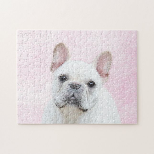Französischer Bulldog (Cream/White) Malerei - Hund (Horizontal)