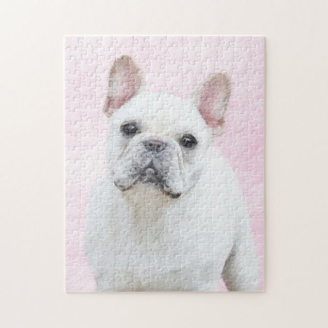 Französischer Bulldog (Cream/White) Malerei - Hund (Vertikal)