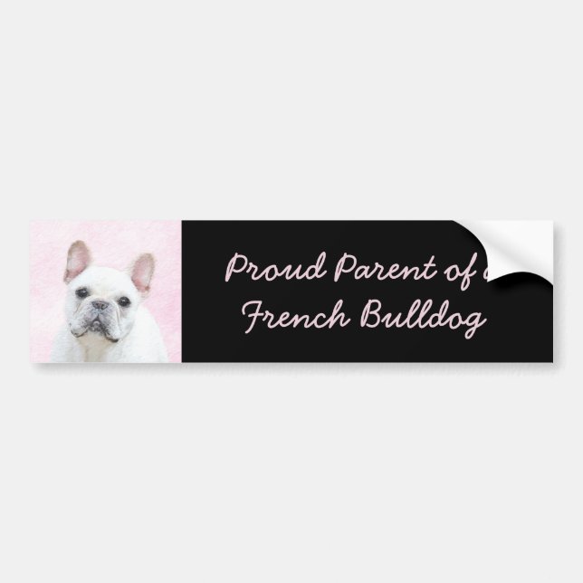 Französischer Bulldog (Cream/White) Malerei - Hund Autoaufkleber (Vorne)