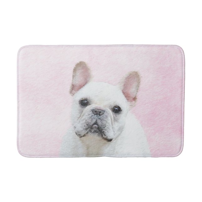 Französischer Bulldog (Cream/White) Malerei - Hund Badematte (Vorderseite)
