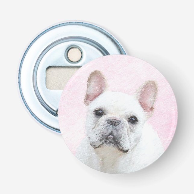 Französischer Bulldog (Cream/White) Malerei - Hund Flaschenöffner (Vorderseite)