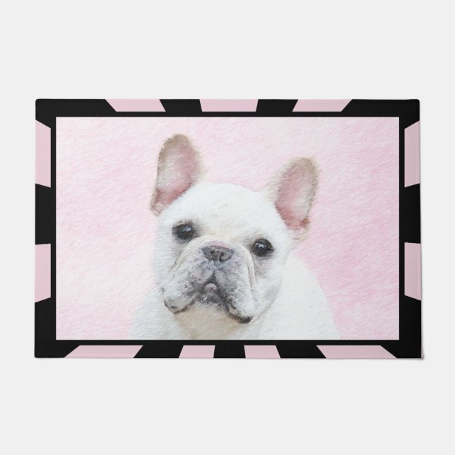 Französischer Bulldog (Cream/White) Malerei - Hund Fußmatte (Vorderseite)