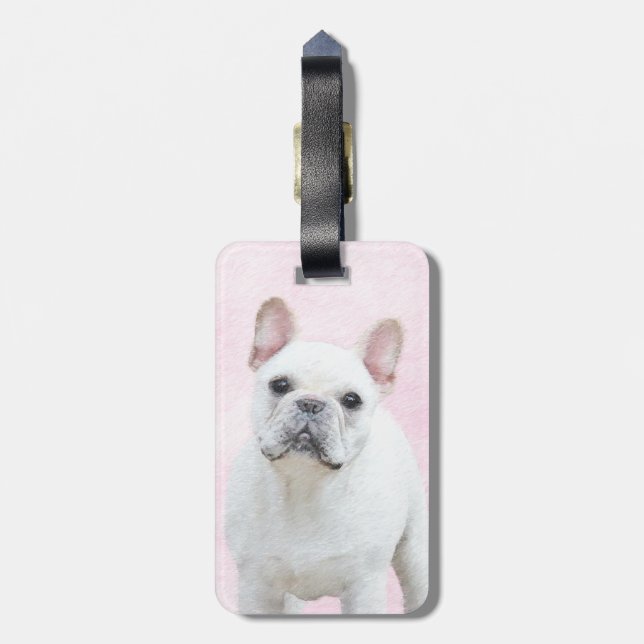 Französischer Bulldog (Cream/White) Malerei - Hund Gepäckanhänger (Rückseite vertikal)