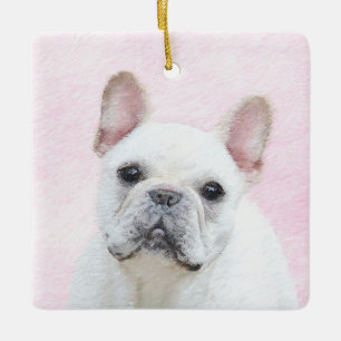 Französischer Bulldog (Cream/White) Malerei - Hund Keramikornament
