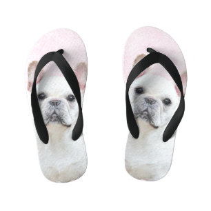 Französischer Bulldog (Cream/White) Malerei - Hund Kinderbadesandalen