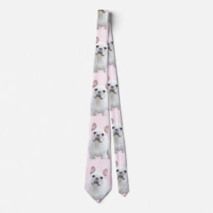 Französischer Bulldog (Cream/White) Malerei - Hund Krawatte