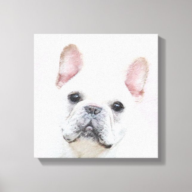 Französischer Bulldog (Cream/White) Malerei - Hund Leinwanddruck (Vorderseite)