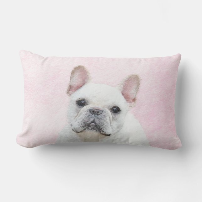 Französischer Bulldog (Cream/White) Malerei - Hund Lendenkissen (Vorderseite)