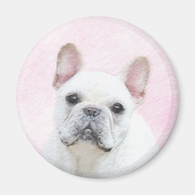 Französischer Bulldog (Cream/White) Malerei - Hund Magnet (Vorne)