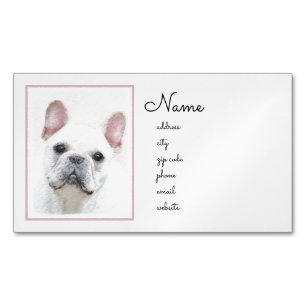 Französischer Bulldog (Cream/White) Malerei - Hund Magnetische Visitenkarte