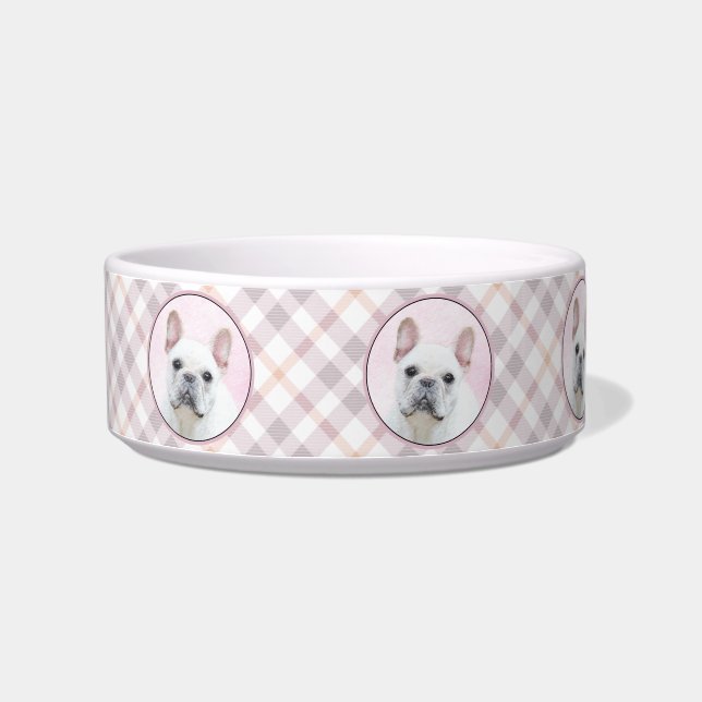 Französischer Bulldog (Cream/White) Malerei - Hund Napf (Links)