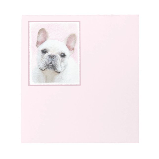 Französischer Bulldog (Cream/White) Malerei - Hund Notizblock (Vorderseite)