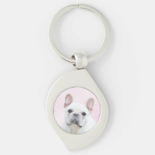 Französischer Bulldog (Cream/White) Malerei - Hund Schlüsselanhänger